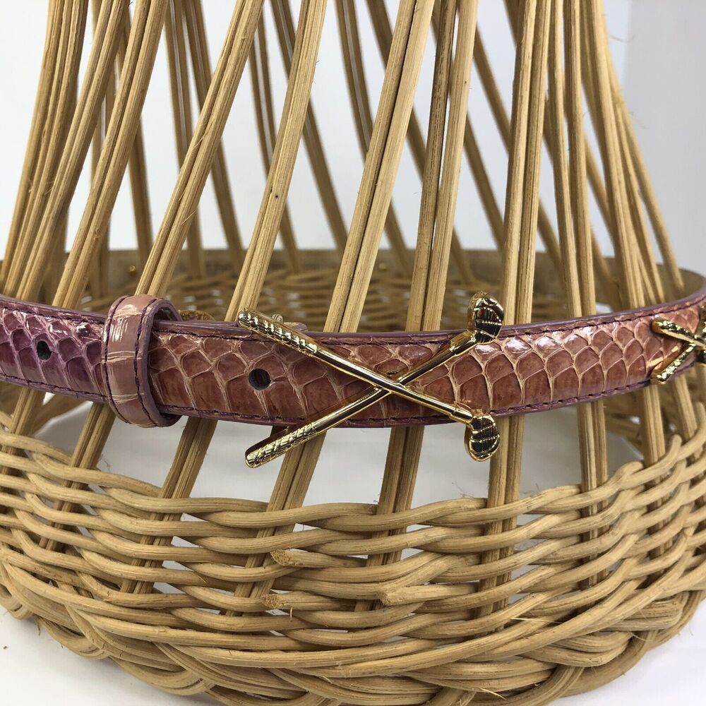 L.B. Belt Company Women Size S Pink Gold Genuine Snakeskin Leather Golf Belt USA